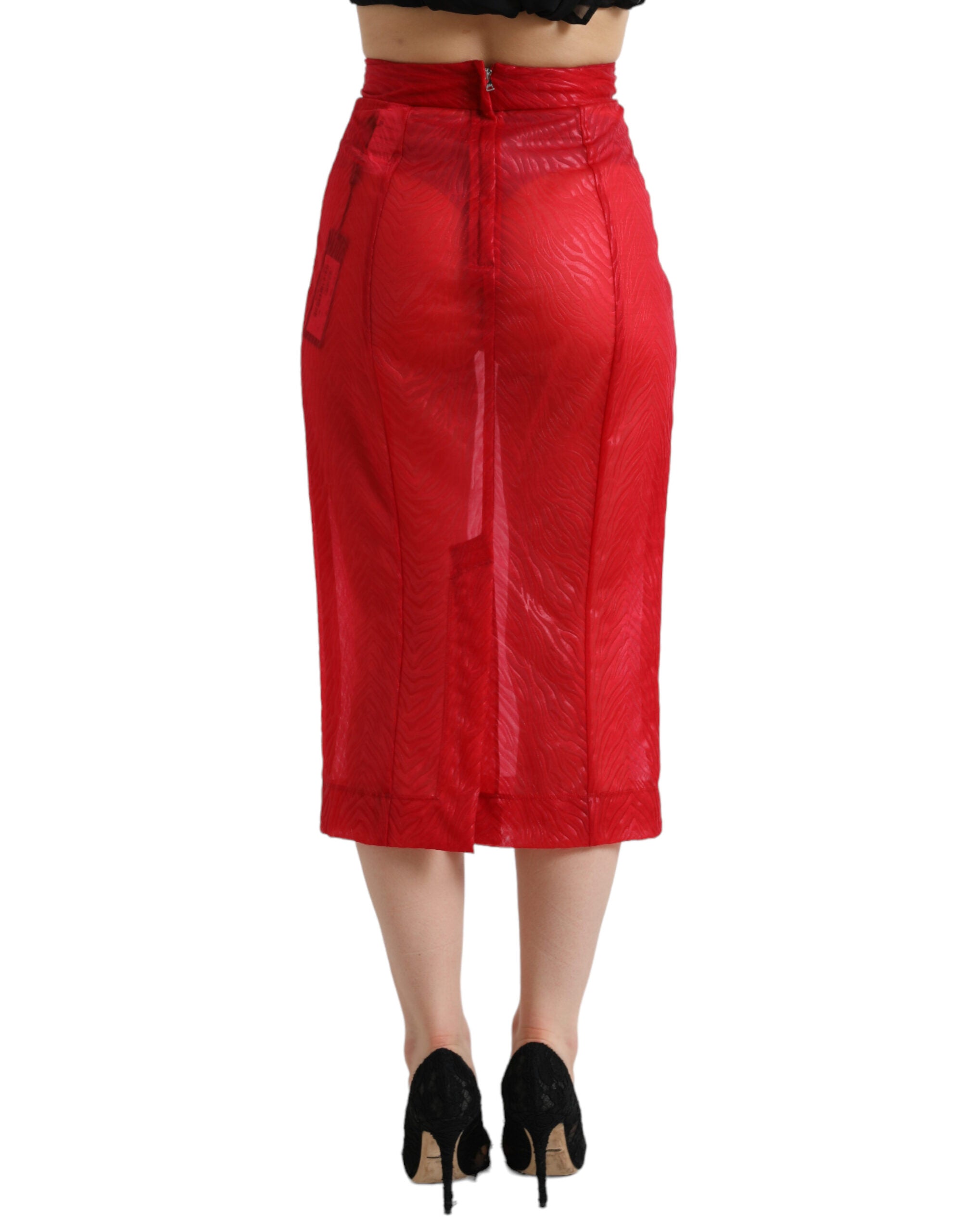 Dolce & Gabbana – Schicker, roter, transparenter Midirock mit hoher Taille
