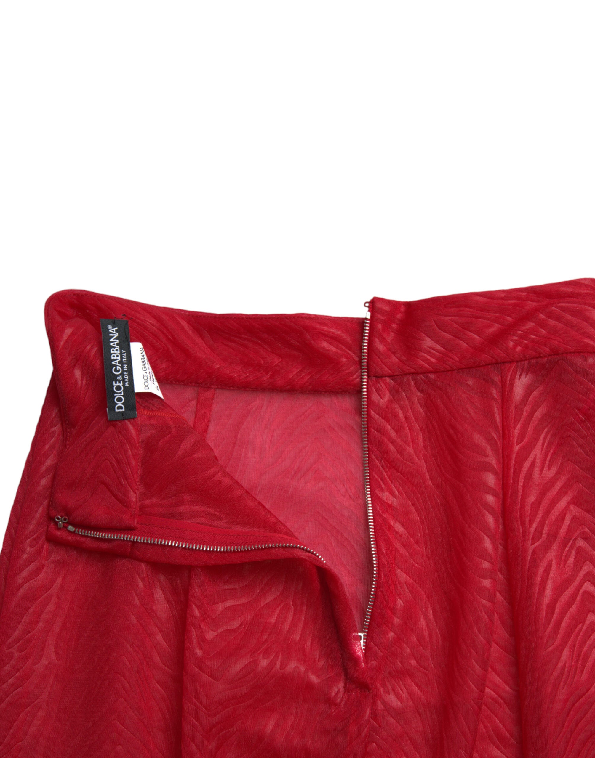 Dolce & Gabbana – Schicker, roter, transparenter Midirock mit hoher Taille
