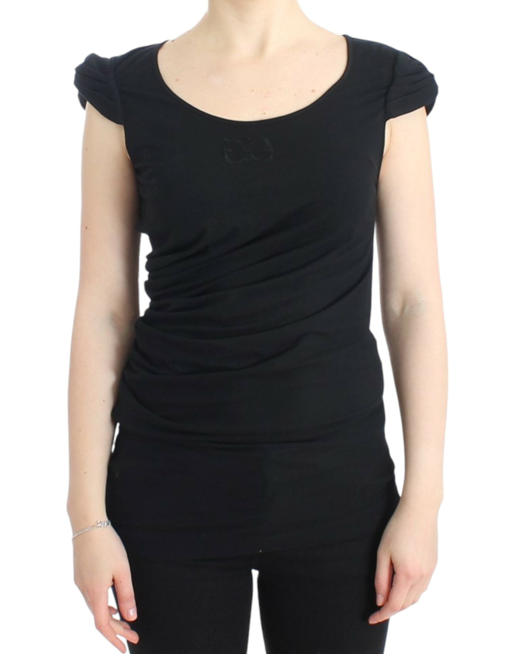Top Cavalli elegant cu mânecă scurtă, negru