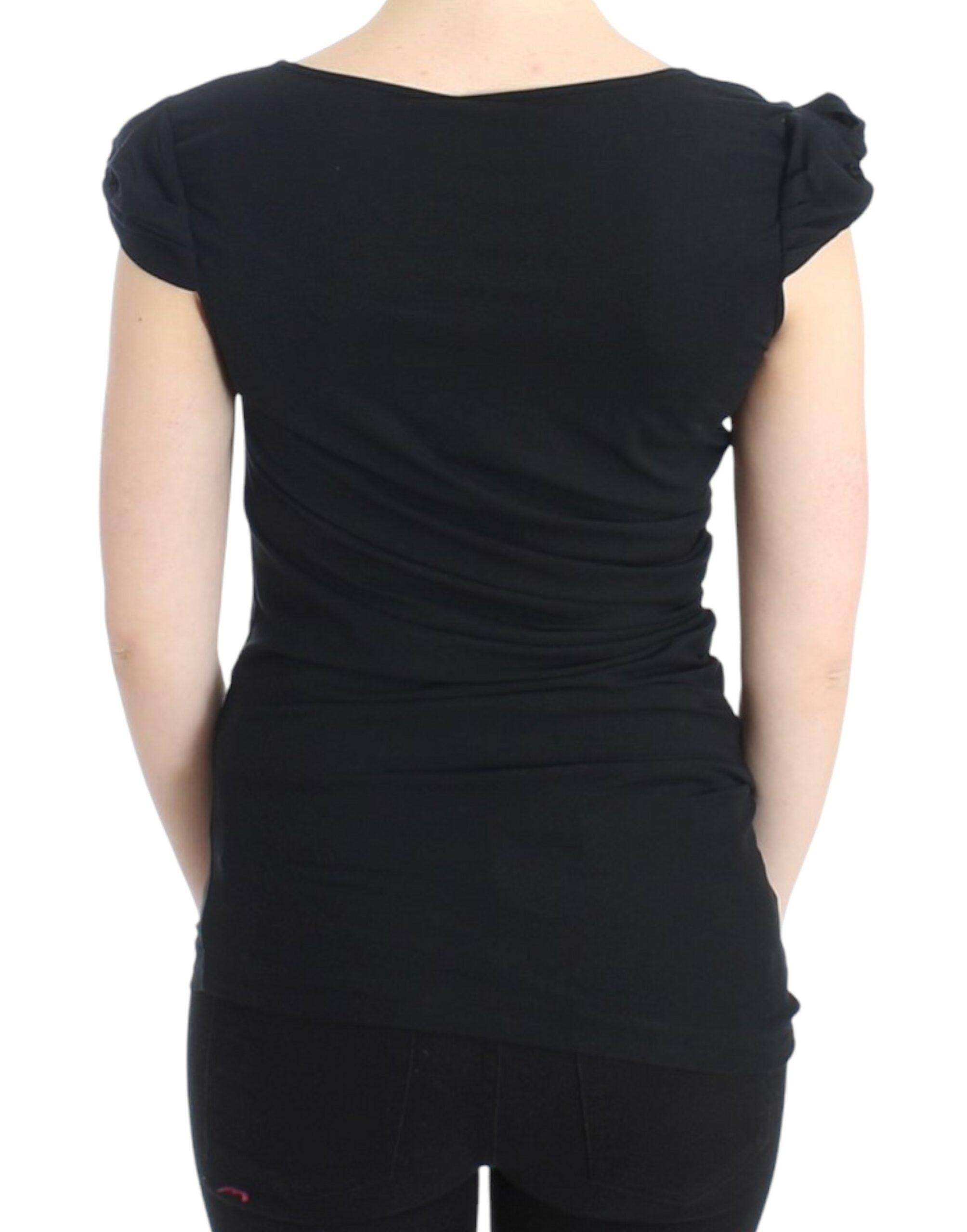 Top Cavalli elegant cu mânecă scurtă, negru
