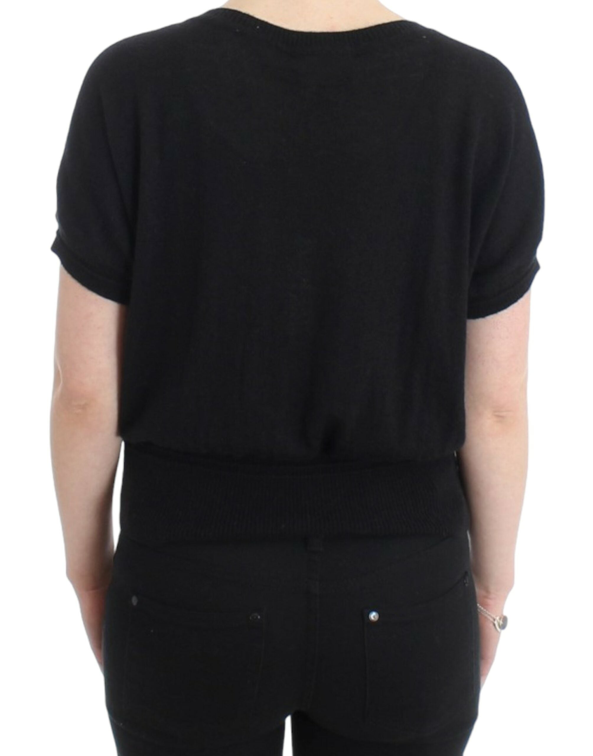 Cavalli – Eleganter, kurzärmliger, schwarzer Pullover