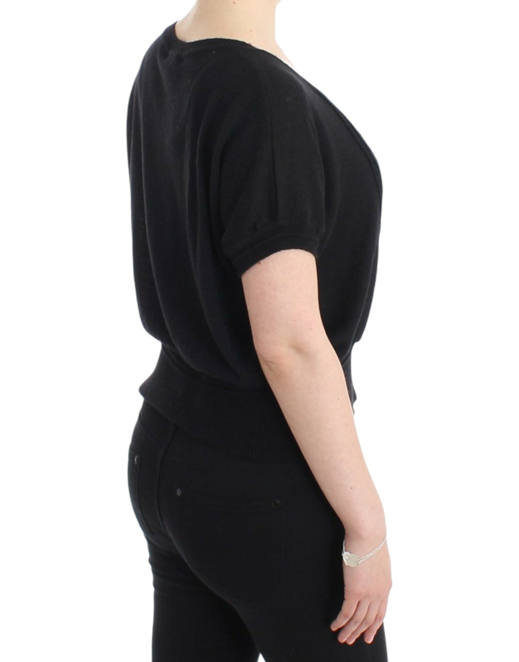 Cavalli – Eleganter, kurzärmliger, schwarzer Pullover