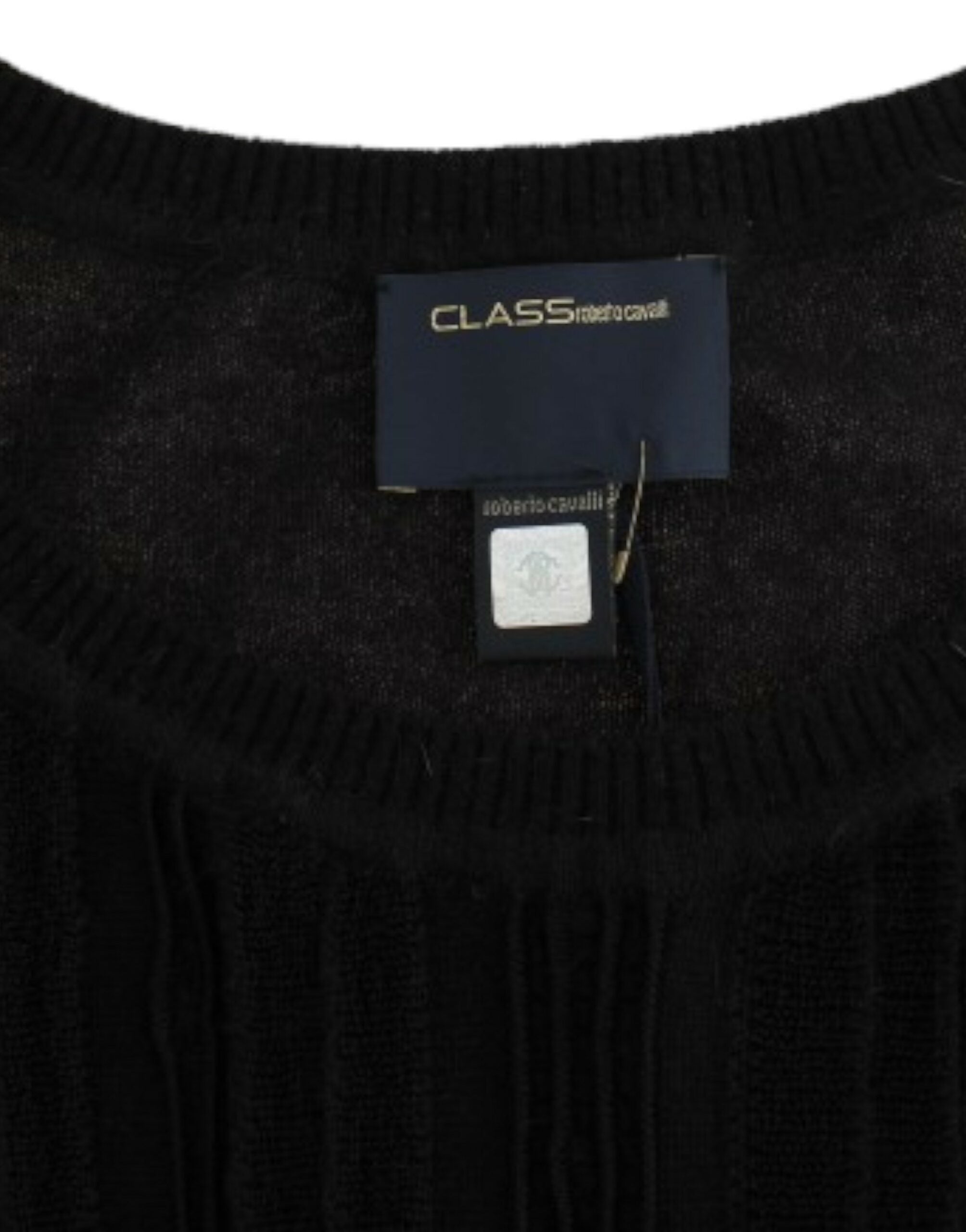 Cavalli – Eleganter, kurzärmliger, schwarzer Pullover