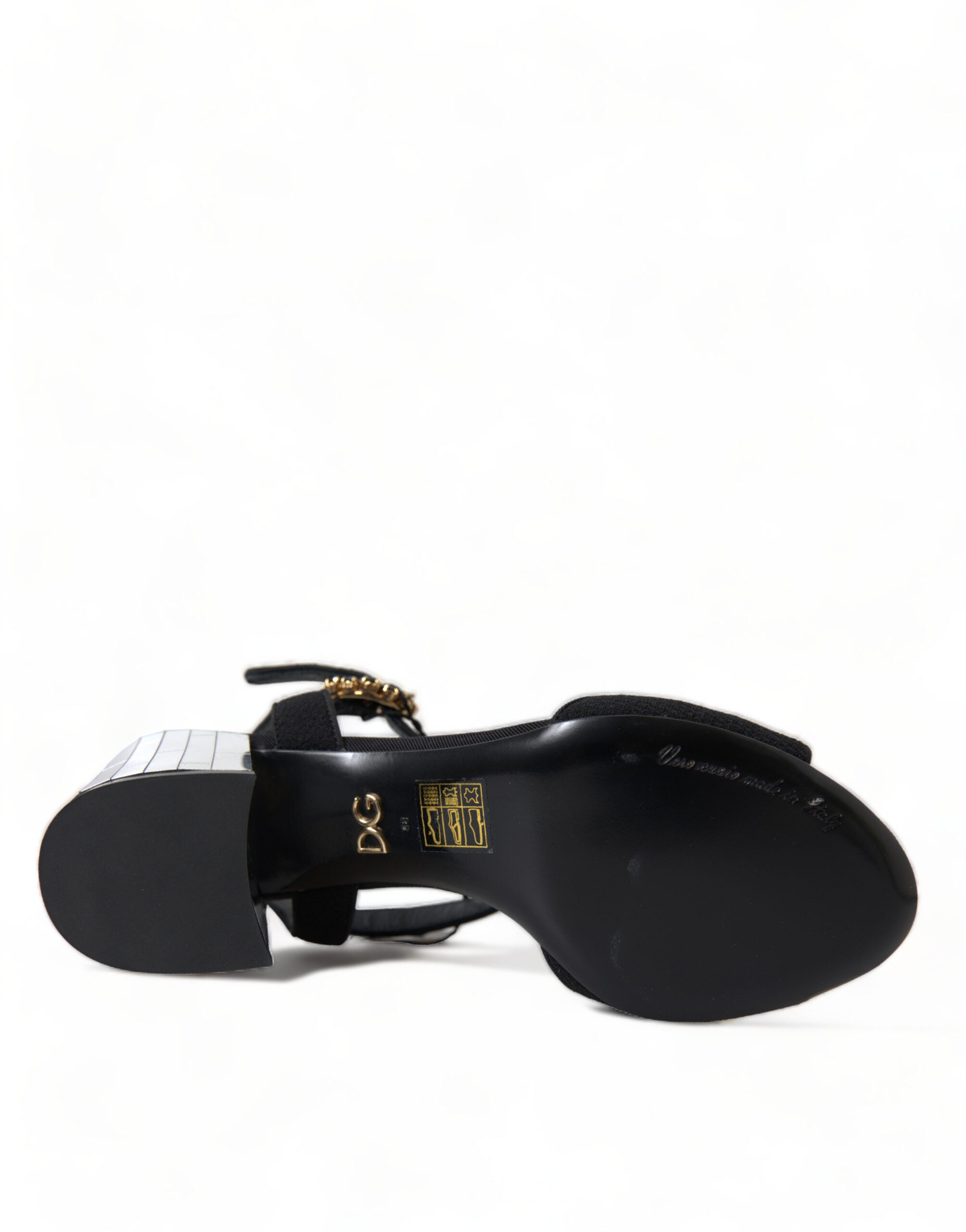 Sandale elegante cu bareta la gleznă și tocuri cu oglindă Dolce & Gabbana