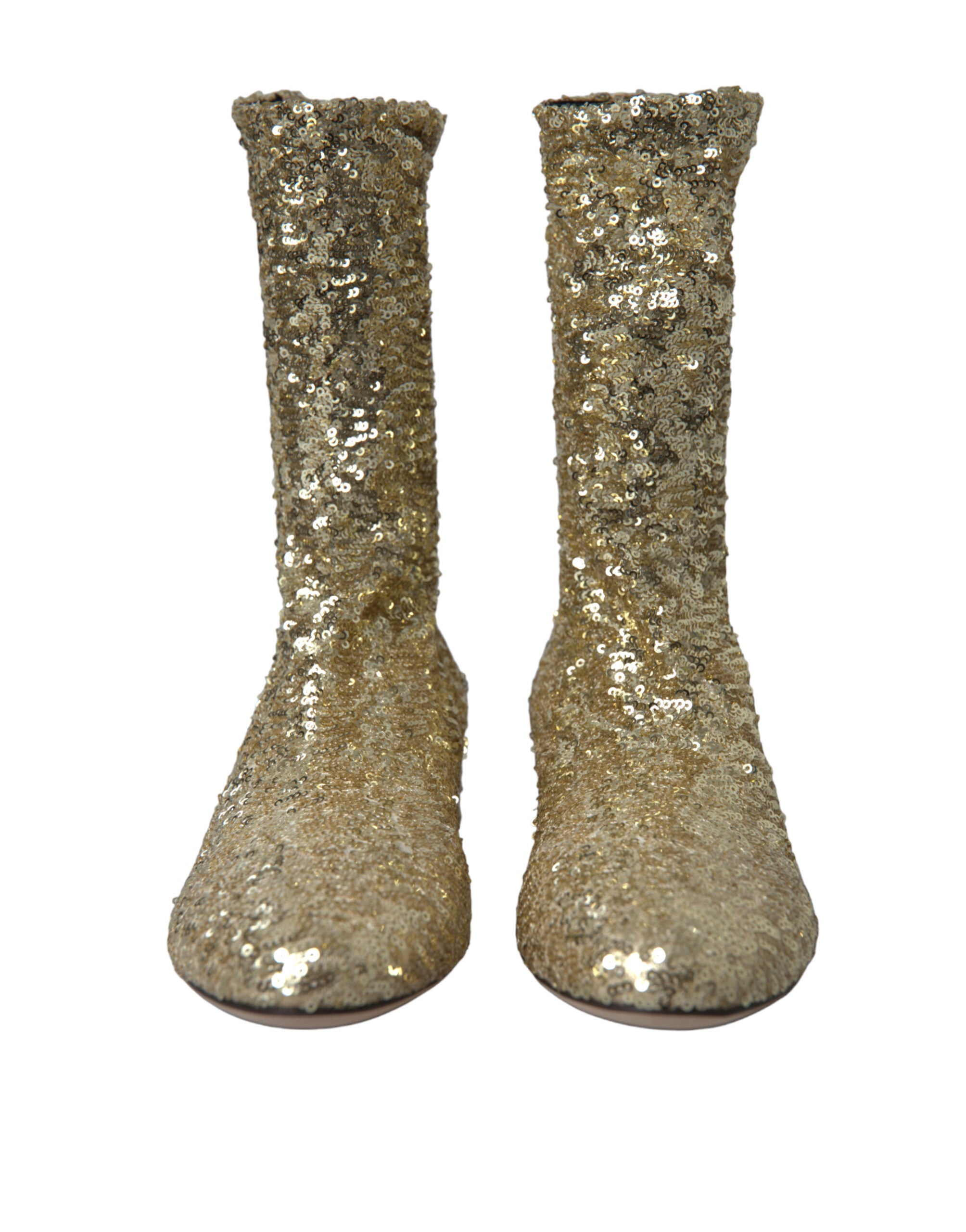 Dolce & Gabbana – Elegante, wadenhohe goldene Stiefel, exklusives Design