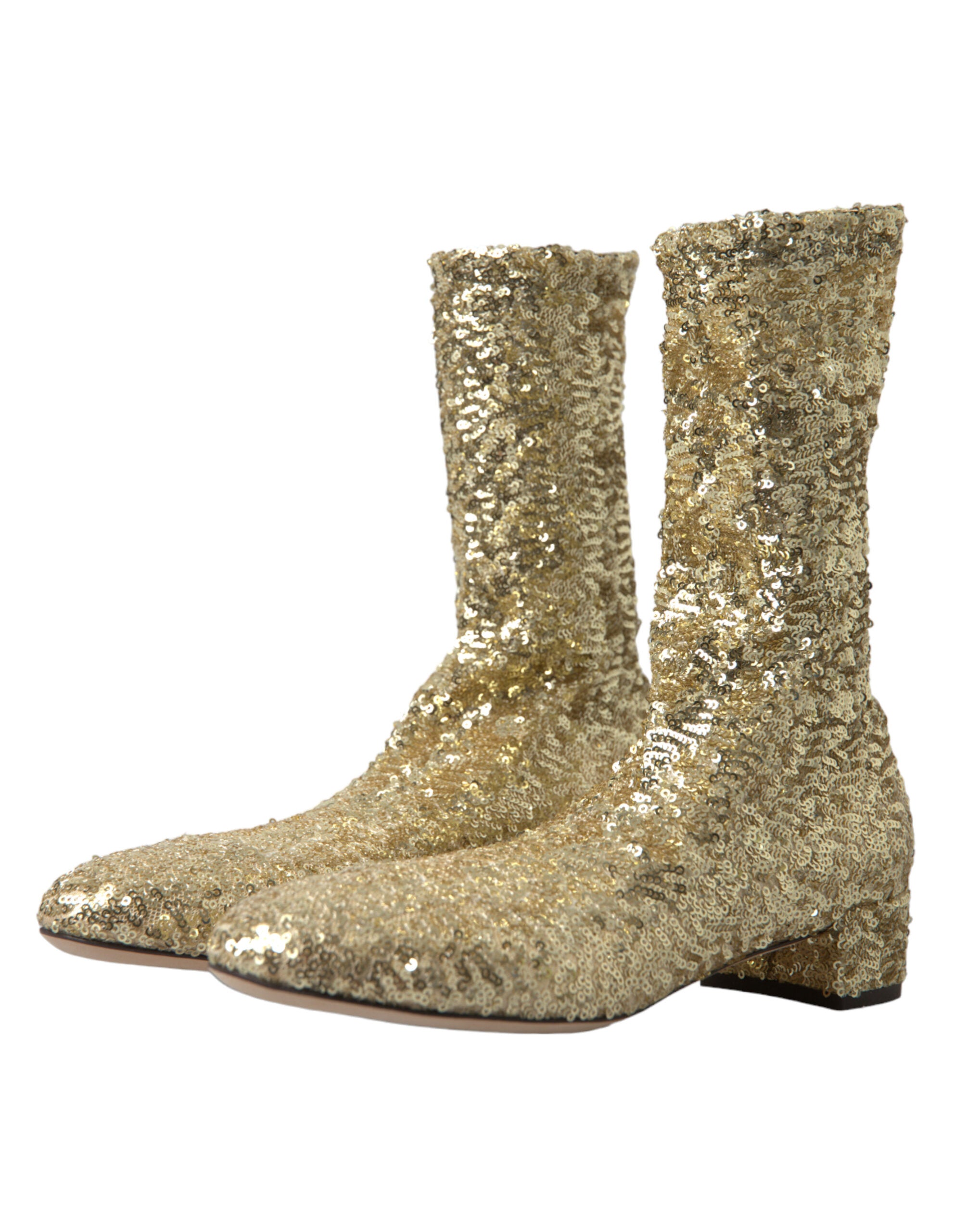Dolce & Gabbana – Elegante, wadenhohe goldene Stiefel, exklusives Design