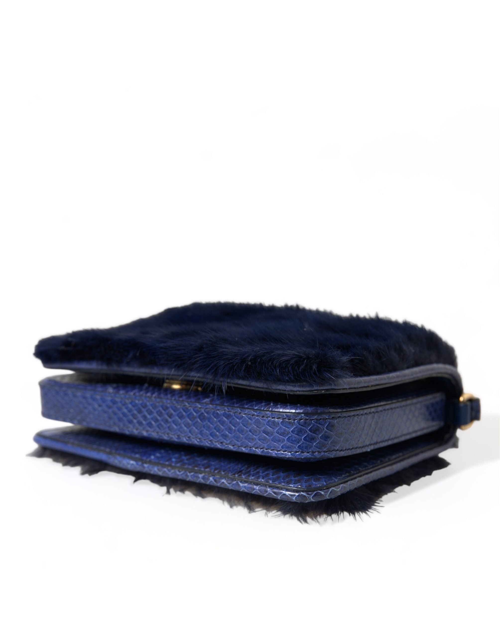 Dolce & Gabbana – Exquisite Schultertasche aus blauem Nerzfell