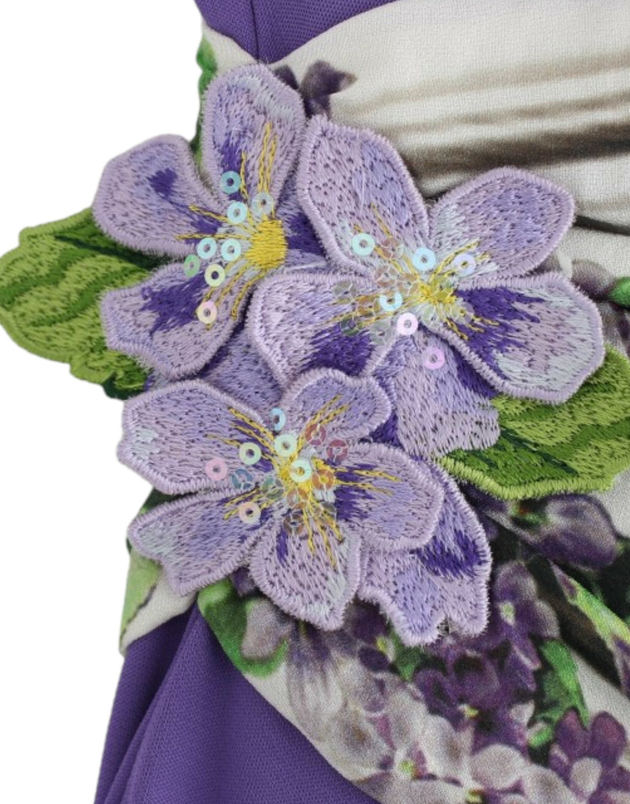 Cavalli – Elegantes Jerseykleid mit Blumenmuster in Lila