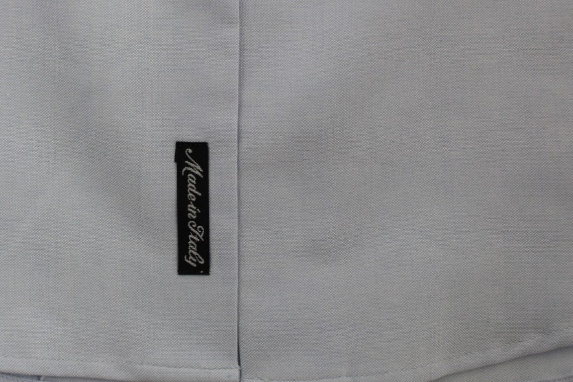 Cămașă elegantă Cavalli albastru deschis din bumbac italian