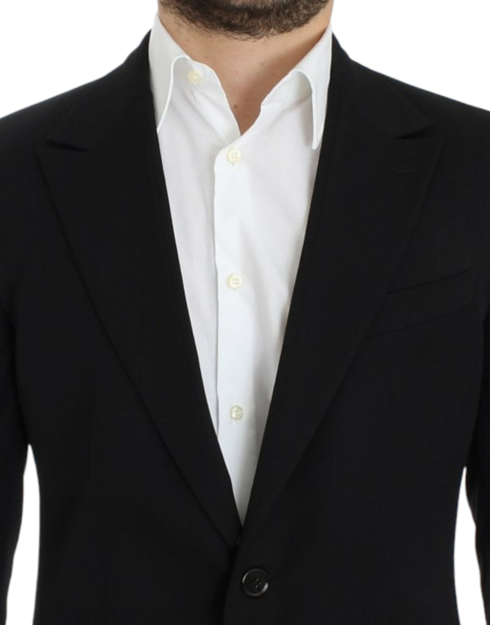 Dolce & Gabbana Eleganter Slim Fit Blazer aus schwarzer Wolle