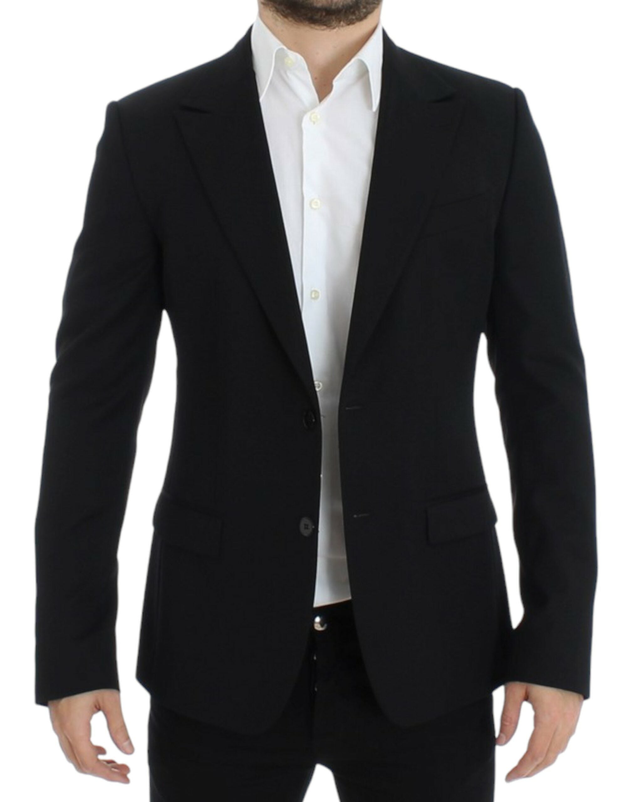 Dolce & Gabbana Eleganter Slim Fit Blazer aus schwarzer Wolle