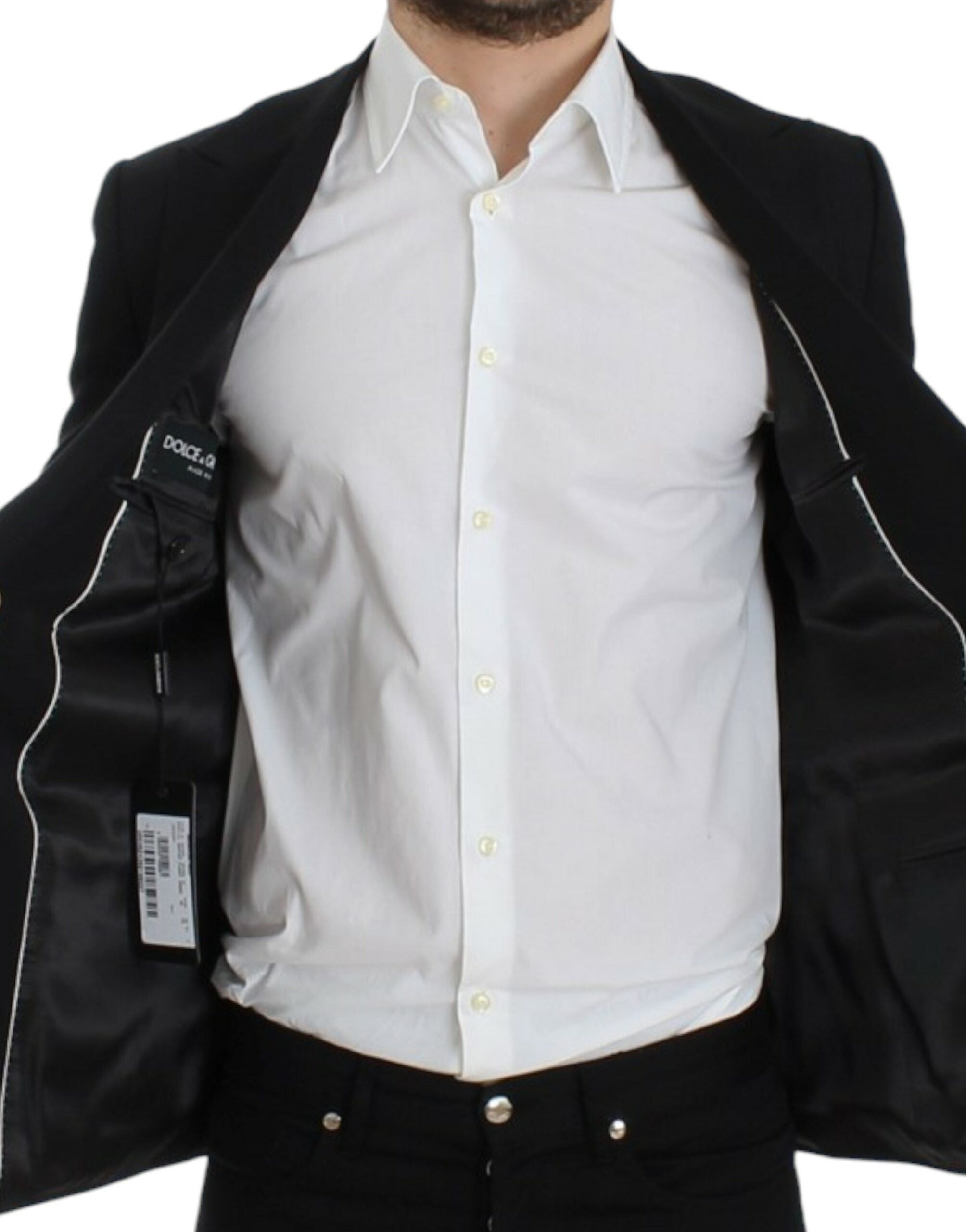 Dolce & Gabbana Eleganter Slim Fit Blazer aus schwarzer Wolle