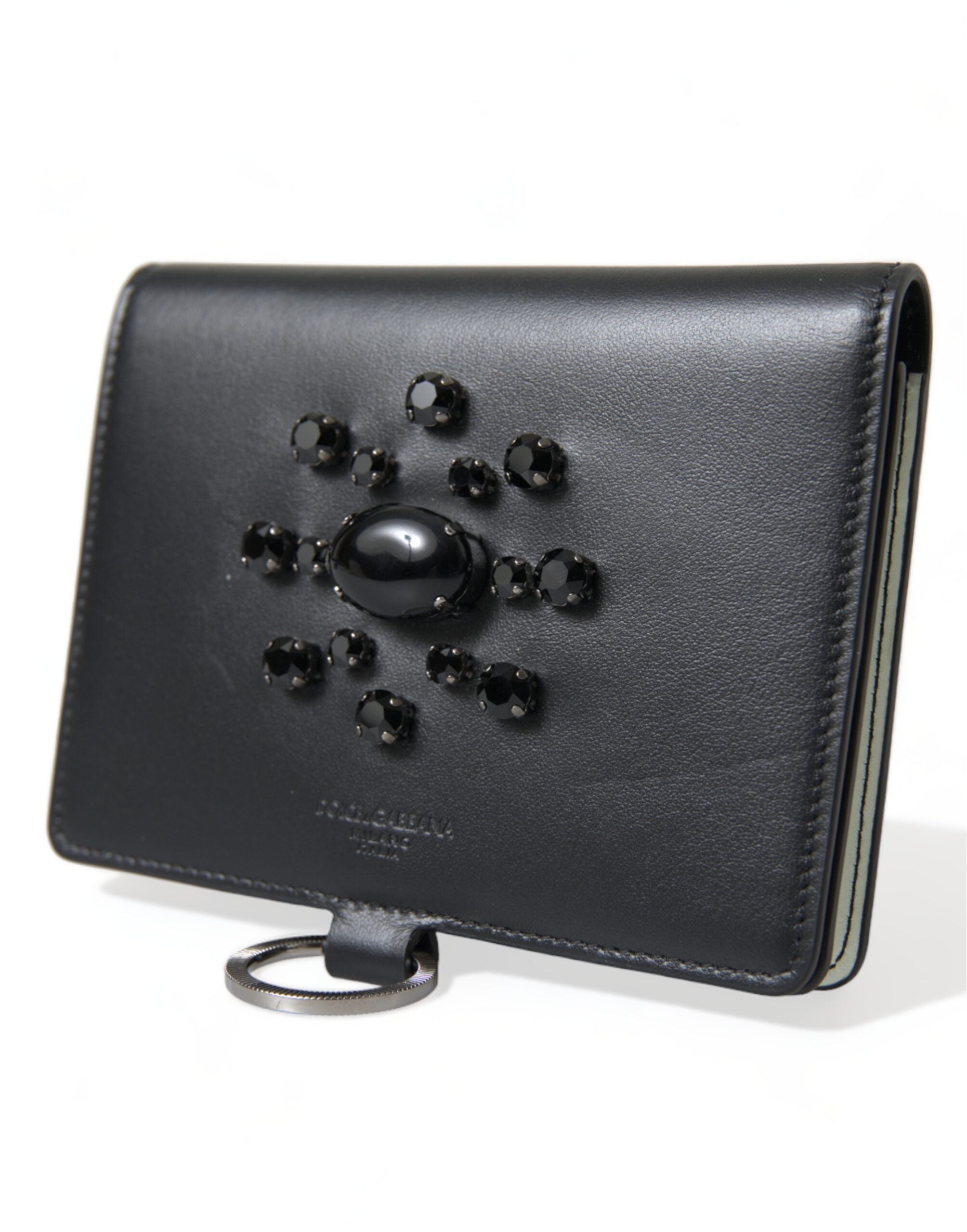 Portofel elegant Dolce & Gabbana din piele neagră cu cristale