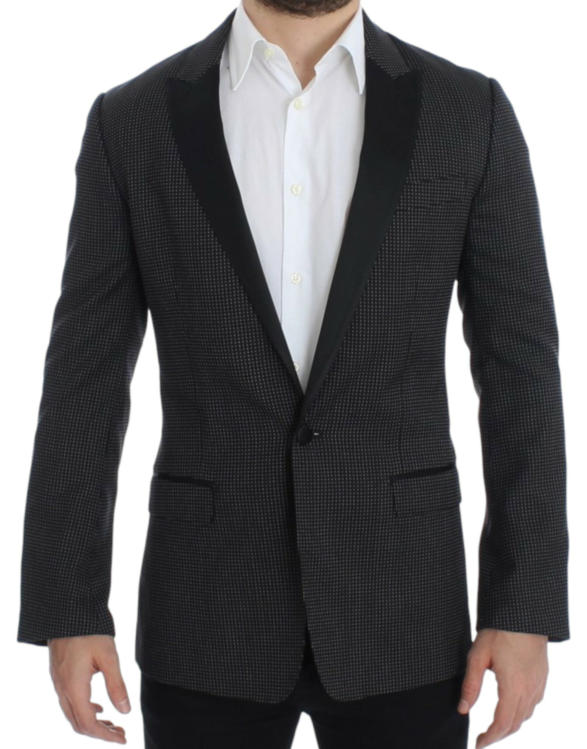 Dolce & Gabbana – Eleganter, schwarzer Blazer mit Punkten im Slim Fit