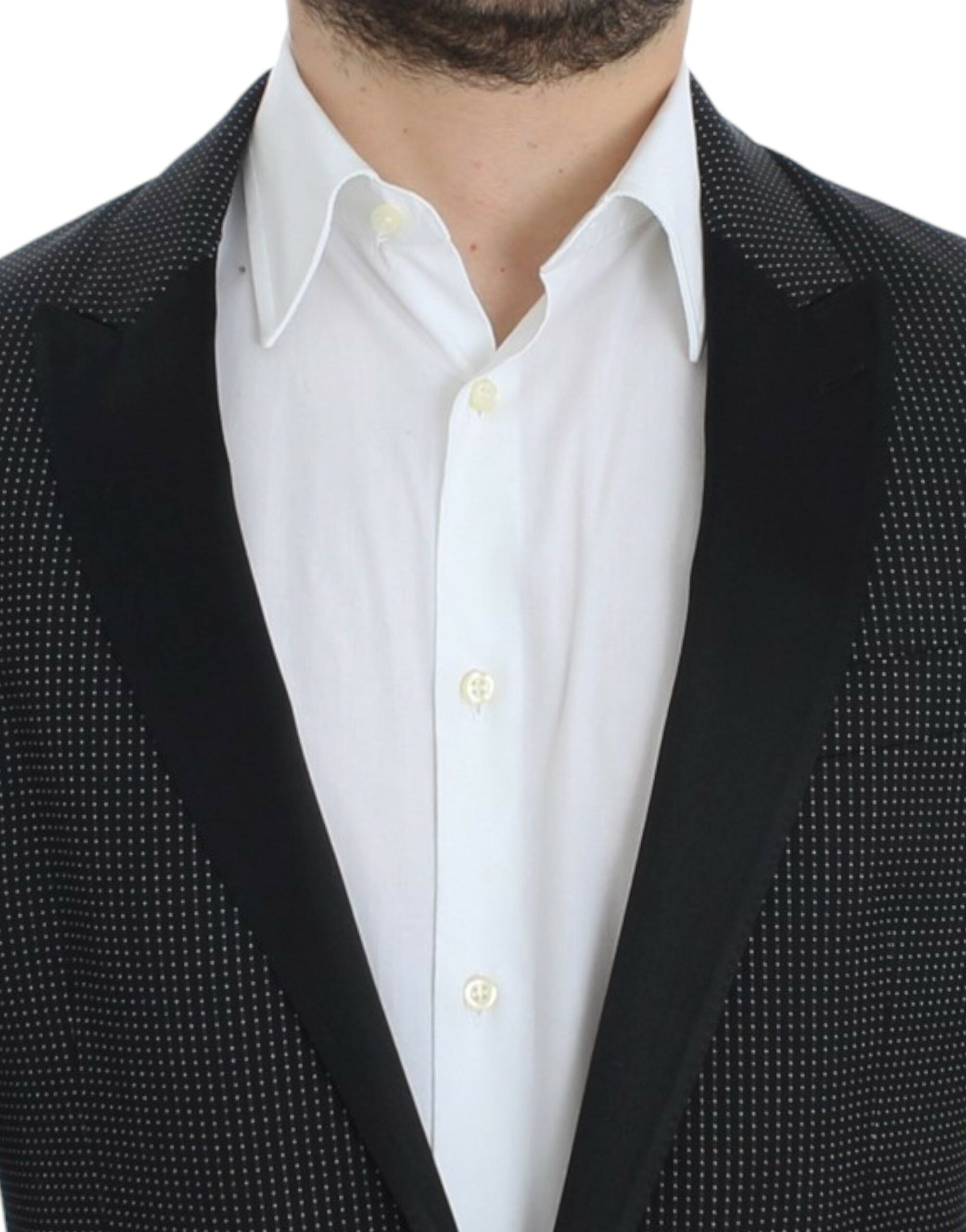 Dolce & Gabbana – Eleganter, schwarzer Blazer mit Punkten im Slim Fit