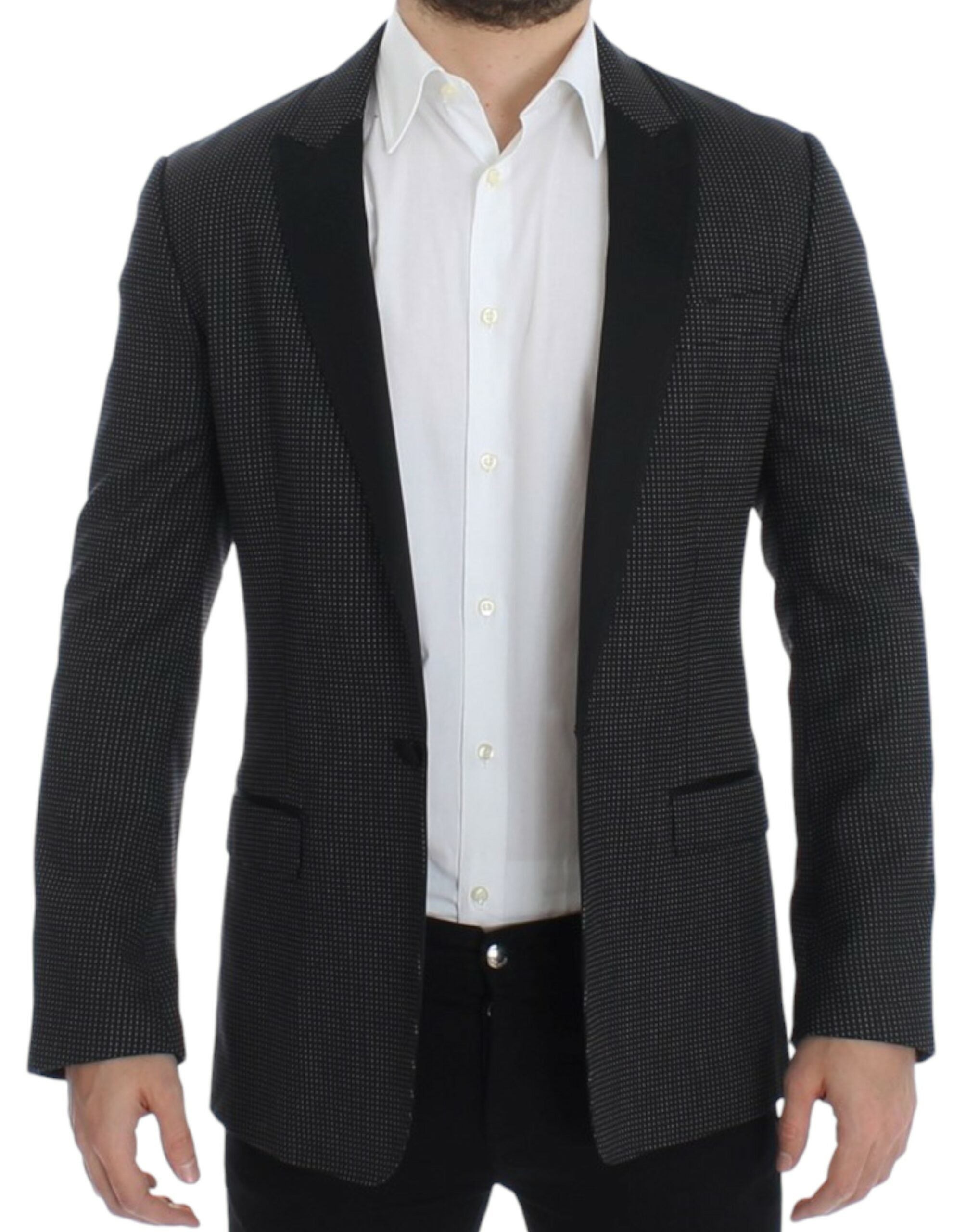 Dolce & Gabbana – Eleganter, schwarzer Blazer mit Punkten im Slim Fit