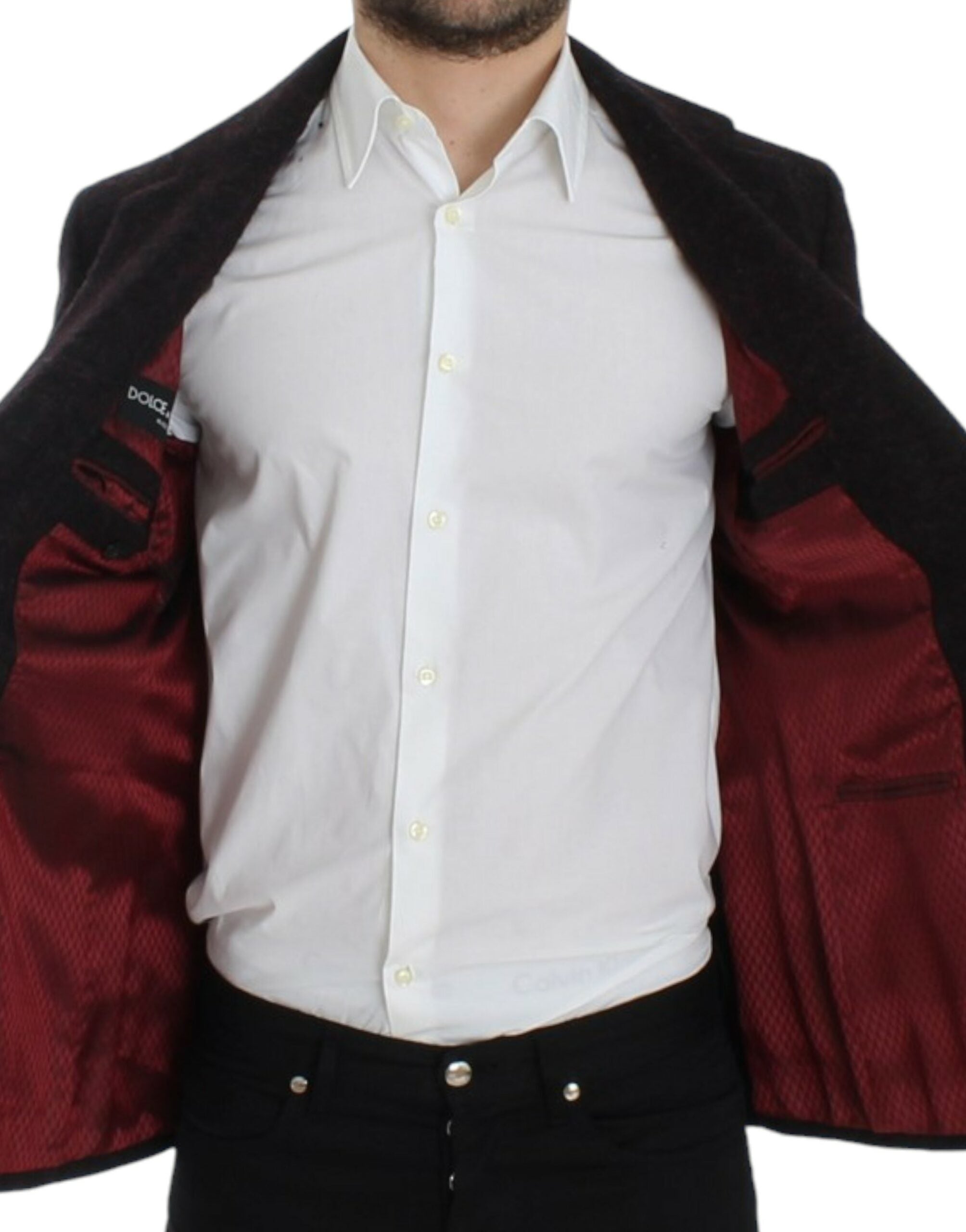 Dolce & Gabbana Bordeaux Alpaga Blazerjacke mit zwei Knöpfen