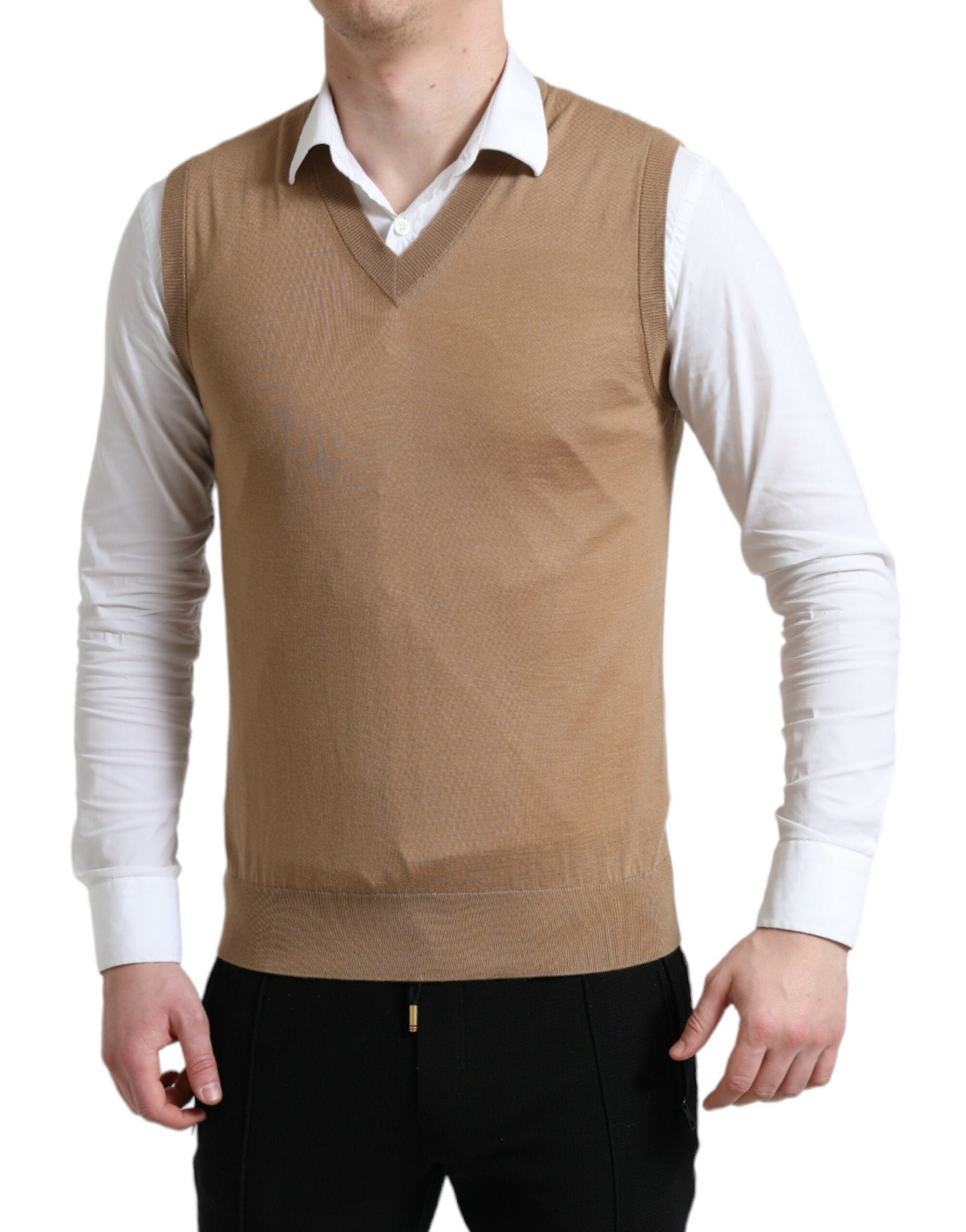 Dolce & Gabbana Eleganter ärmelloser Wollpullover mit V-Ausschnitt