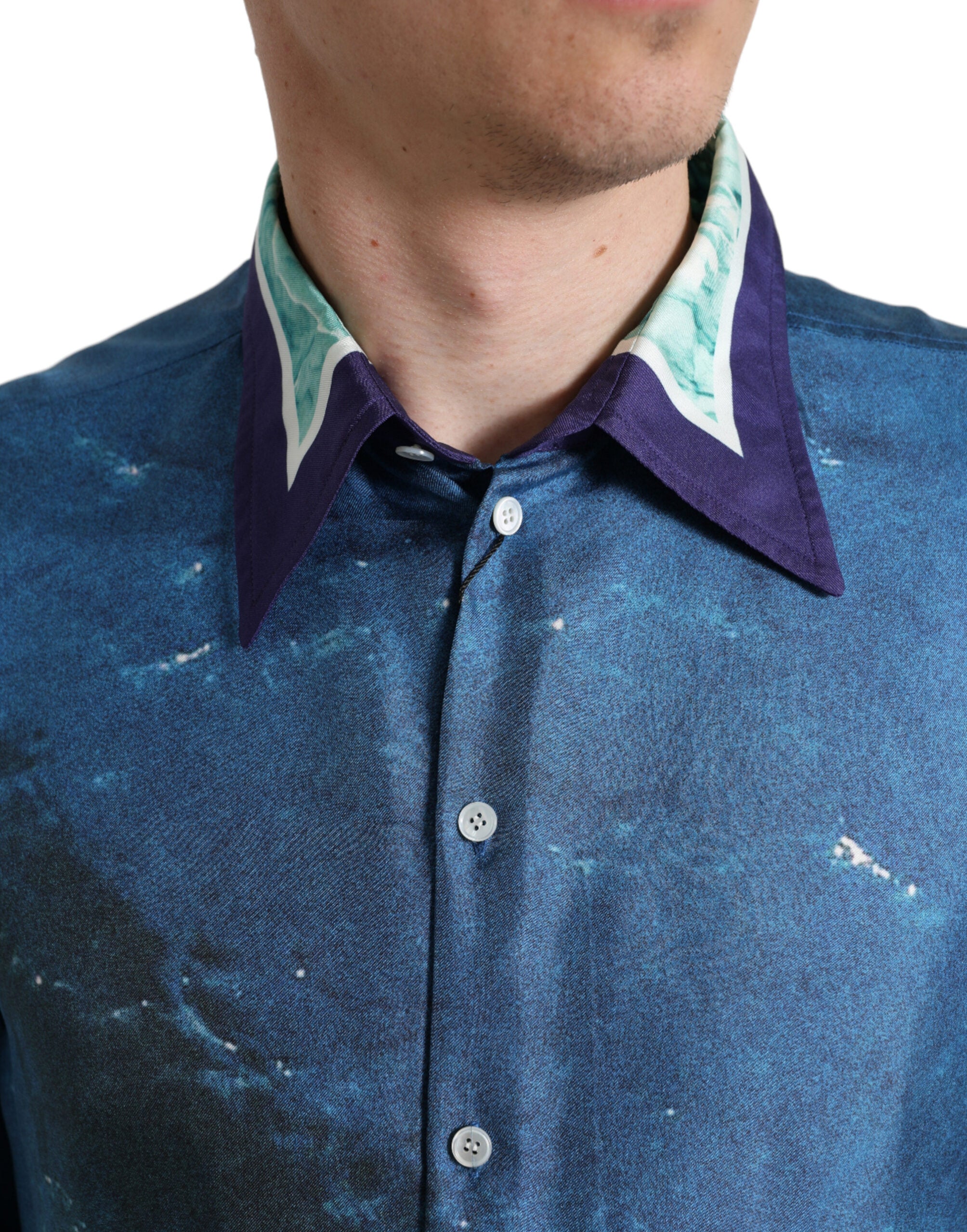 Dolce & Gabbana Elegantes Seidenhemd mit Ozean-Print