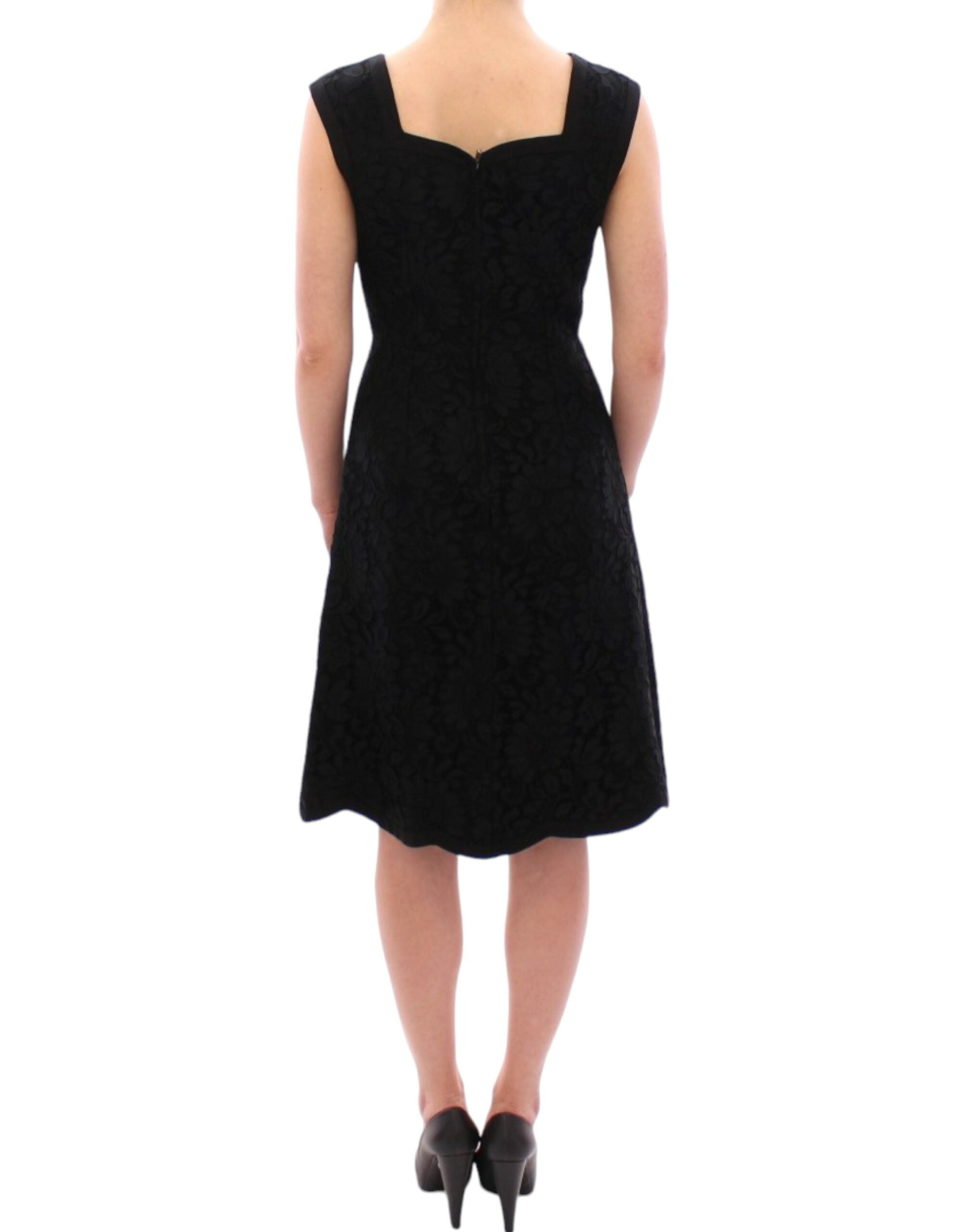 Dolce & Gabbana Elegantes schwarzes Kleid aus floraler Spitze