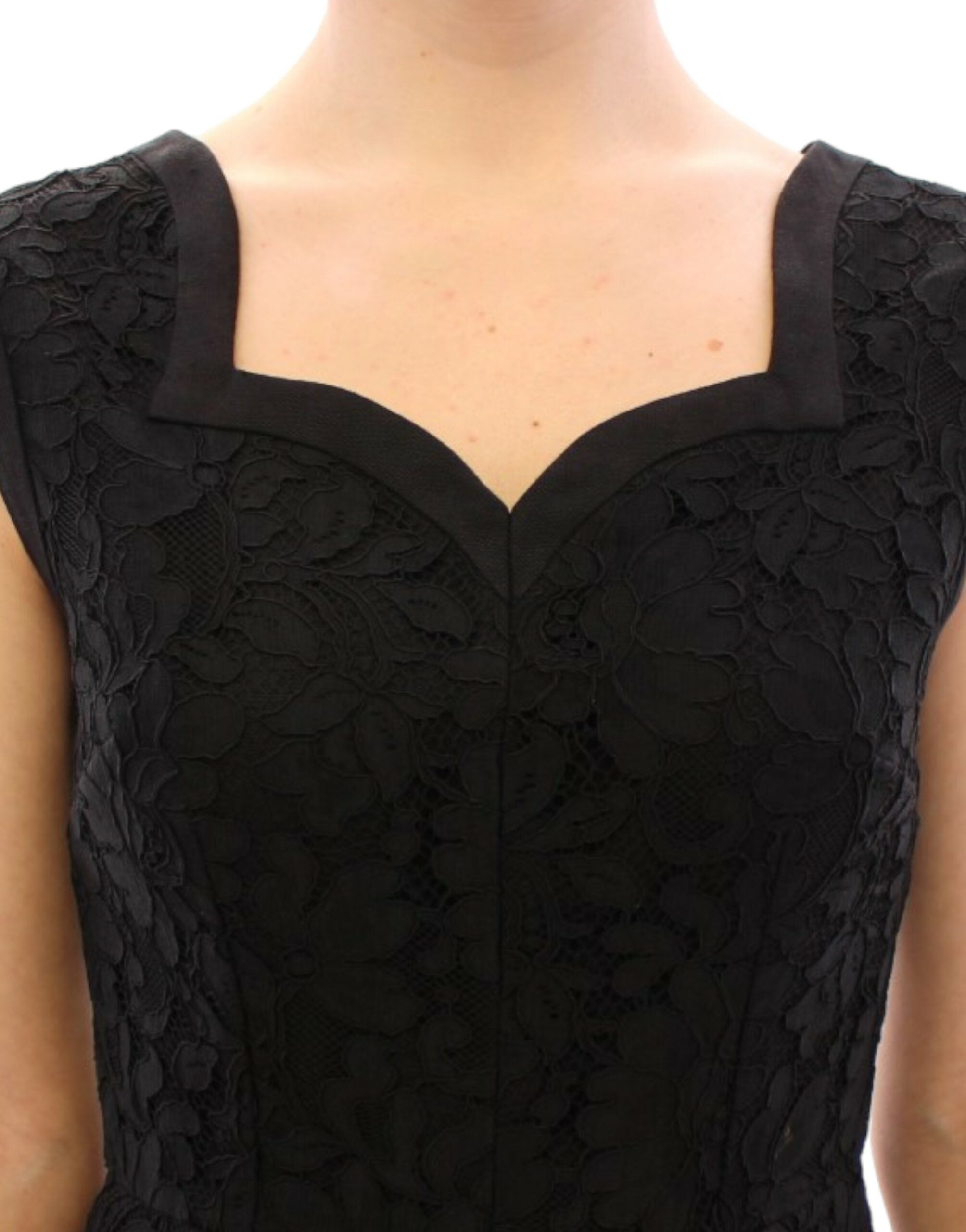 Dolce & Gabbana Elegantes schwarzes Kleid aus floraler Spitze