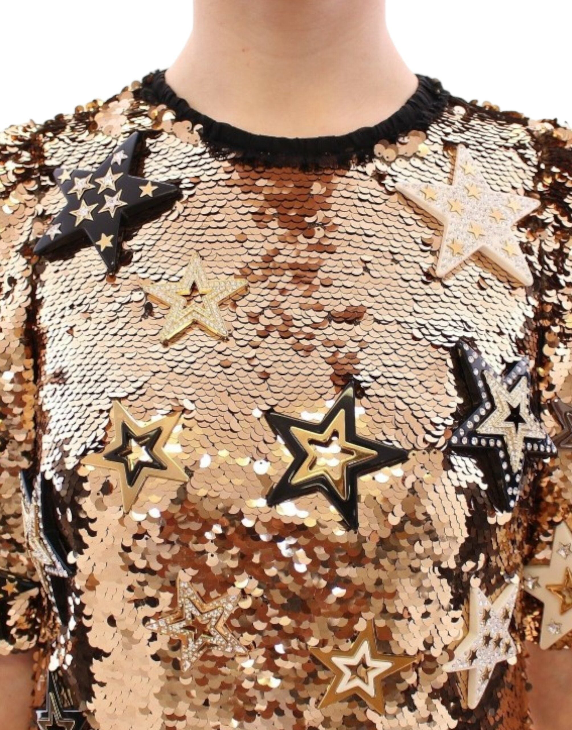 Rochie Dolce & Gabbana Exquisite Gold Sequined Star cu imprimeu floral