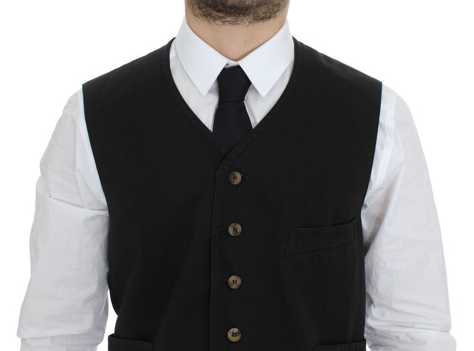 Dolce & Gabbana Elegante schwarze Weste aus Baumwollmischung