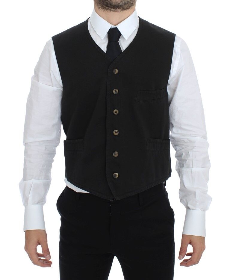 Vestă elegantă din amestec de bumbac negru Dolce & Gabbana