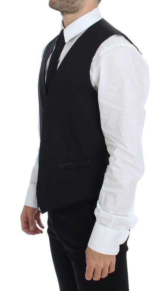 Dolce & Gabbana Elegante schwarze Weste aus Seide und Wolle