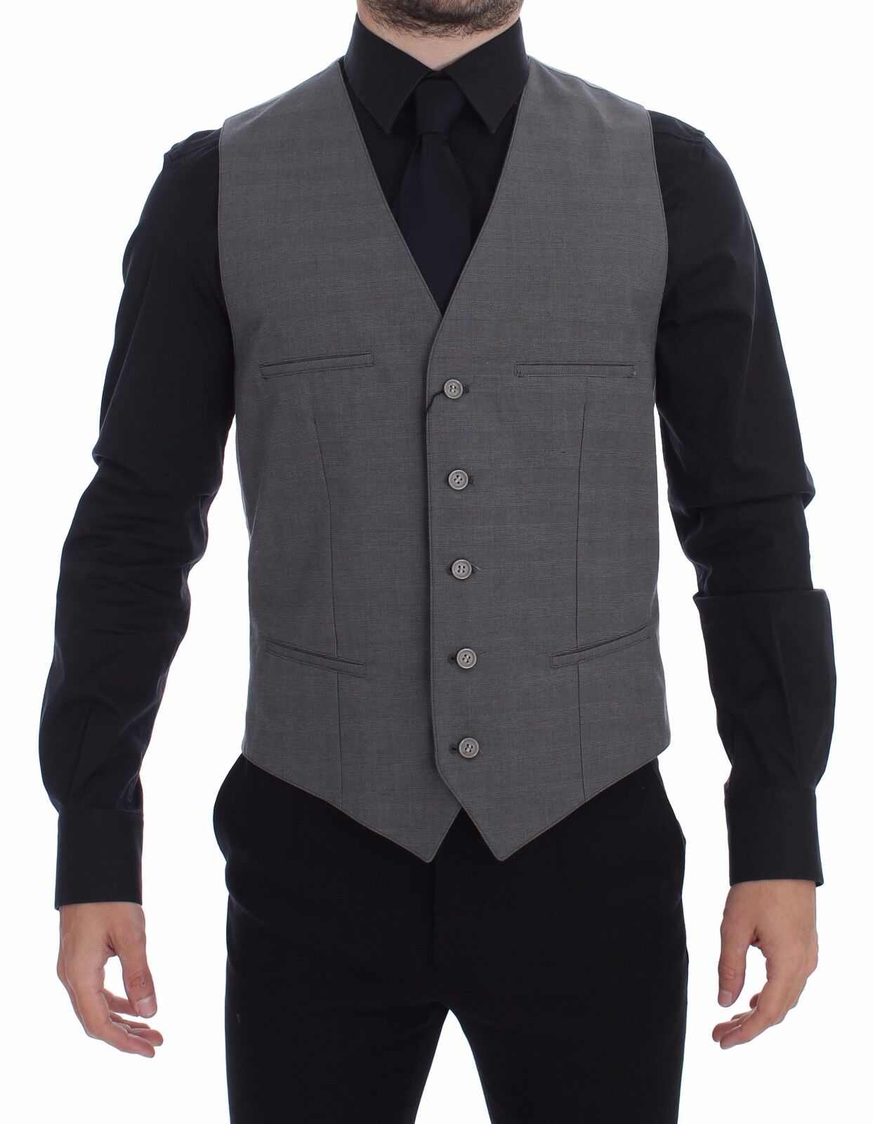 Vestă elegantă Dolce & Gabbana gri, croială slim fit