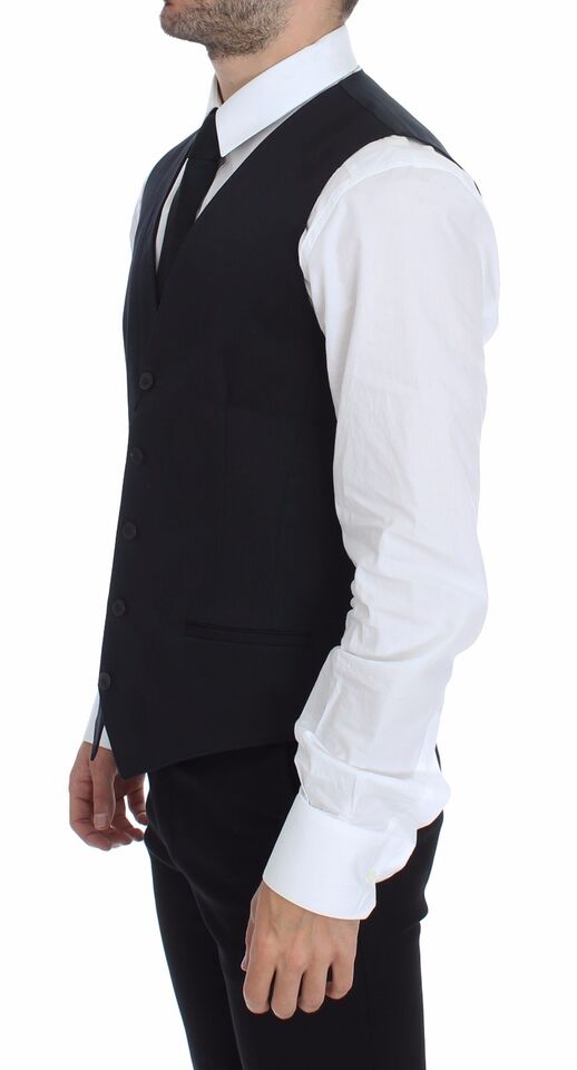 Dolce & Gabbana Elegante blaue Weste aus Baumwollstretch
