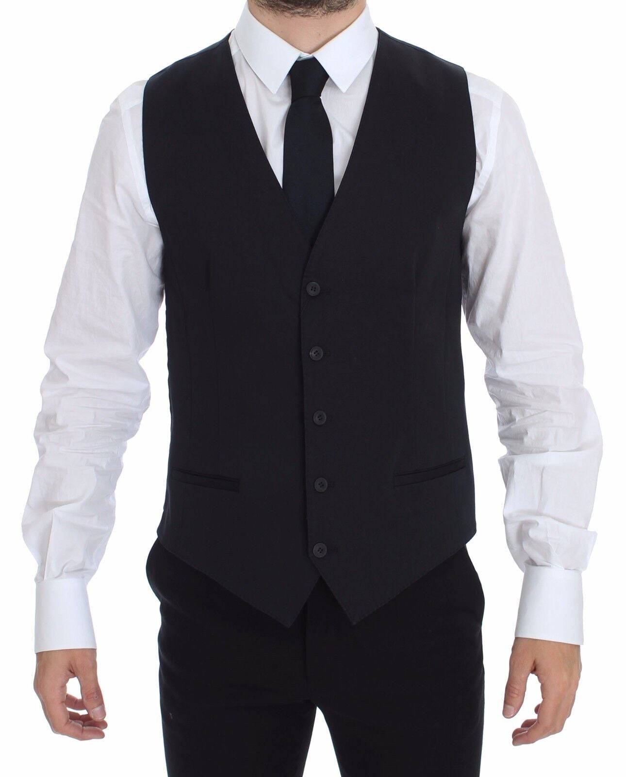 Dolce & Gabbana Elegante blaue Weste aus Baumwollstretch