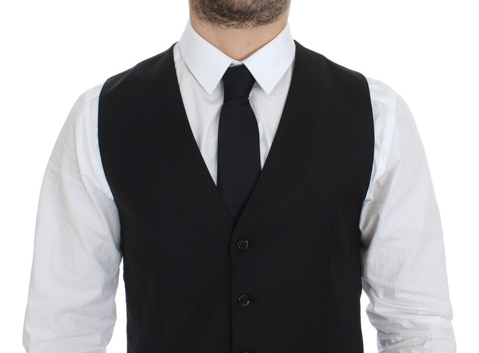 Dolce & Gabbana Elegante schwarze Weste aus Wolle und Seide