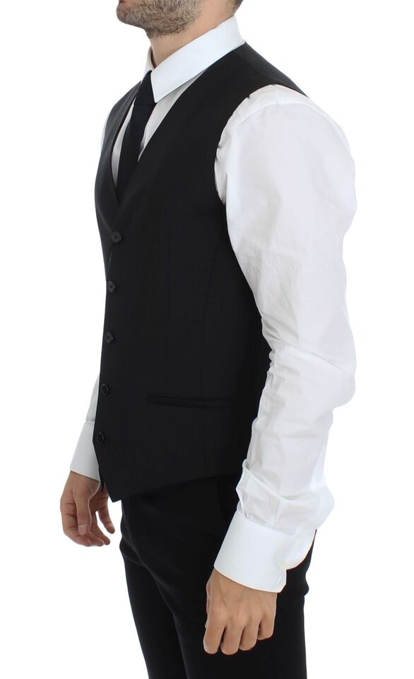 Dolce & Gabbana Elegante schwarze Weste aus Wolle und Seide