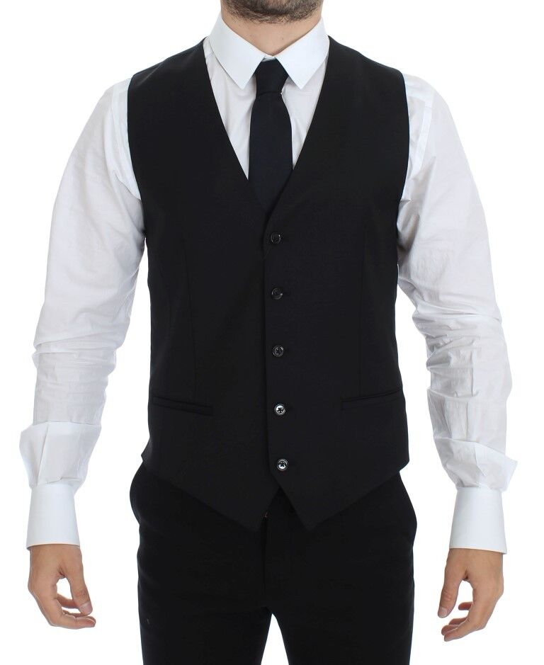 Dolce & Gabbana Elegante schwarze Weste aus Wolle und Seide