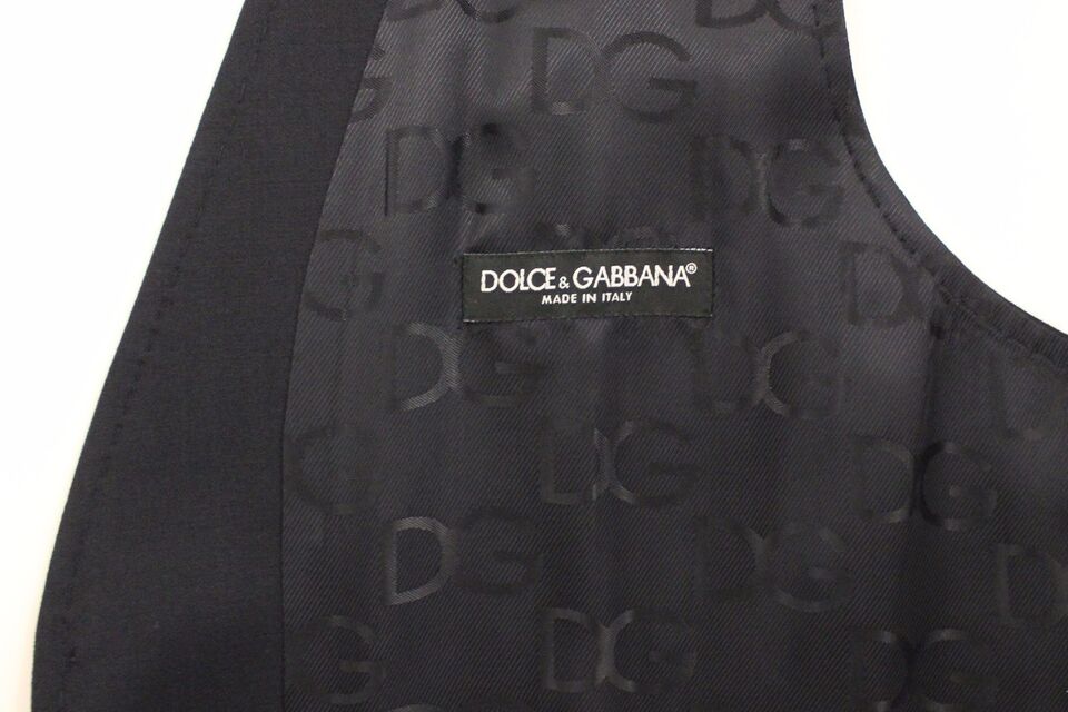 Dolce & Gabbana Elegante grau gestreifte Weste aus Wolle und Seide