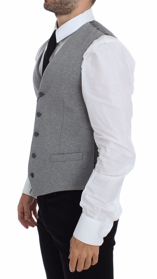 Dolce & Gabbana Elegante graue Weste aus Baumwollstretch