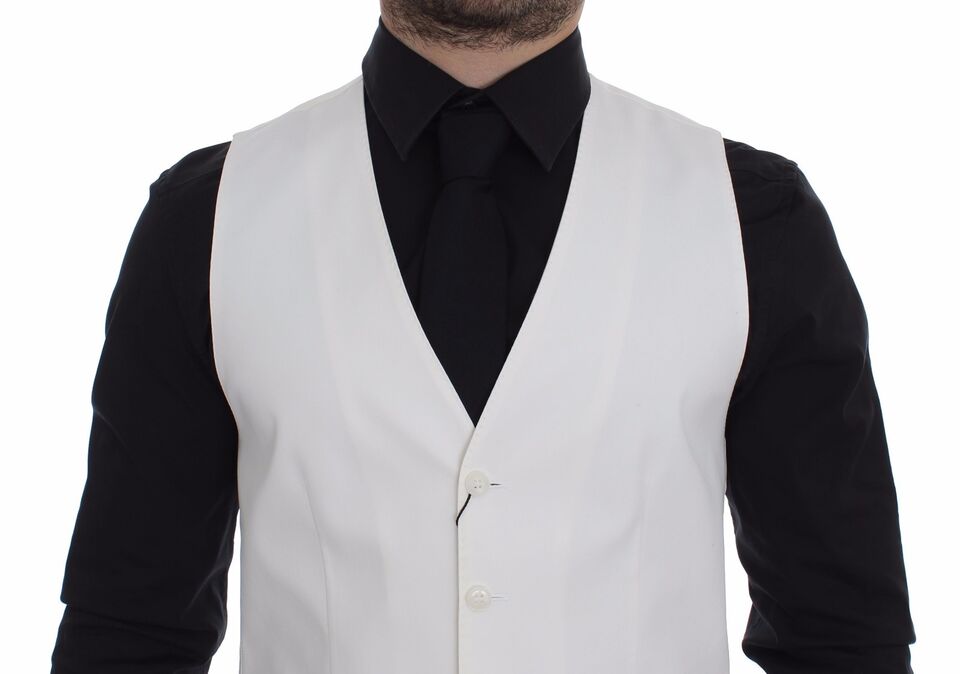 Dolce & Gabbana Elegante weiße Weste aus Baumwolle und Seide