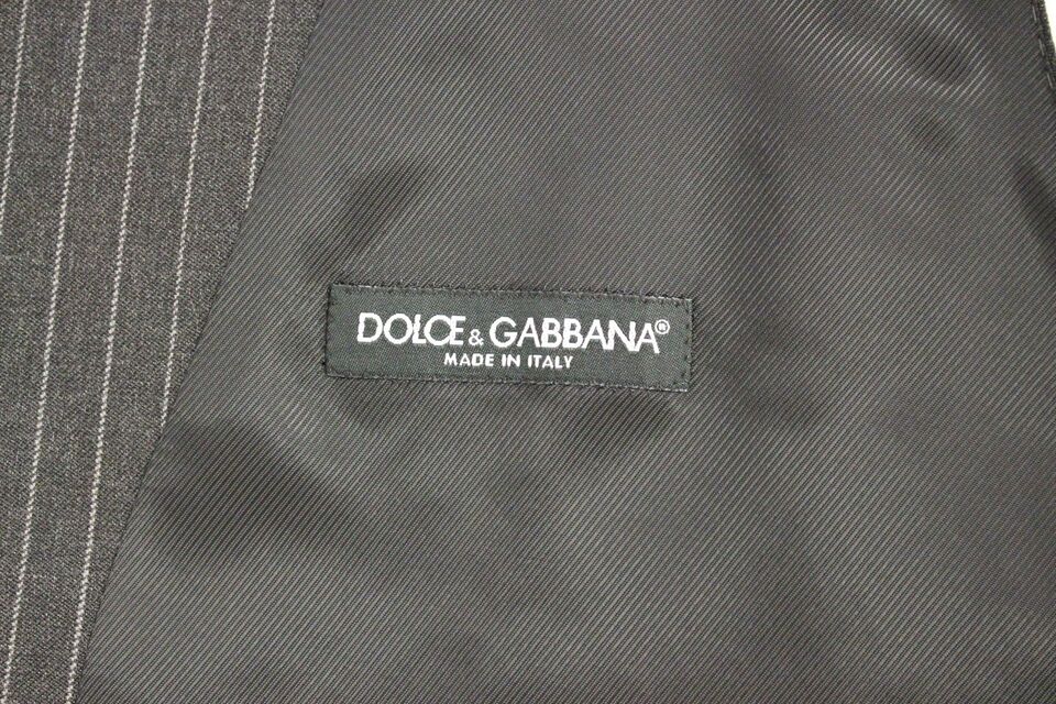 Dolce & Gabbana Elegante grau gestreifte Wollweste