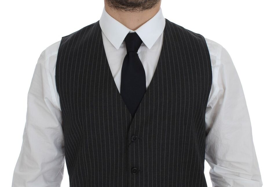 Dolce & Gabbana Elegante grau gestreifte Wollweste