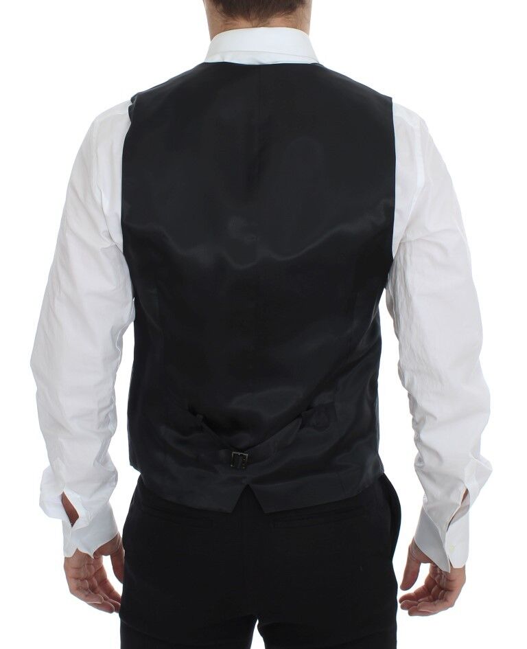 Dolce & Gabbana Elegante grau gestreifte Wollweste