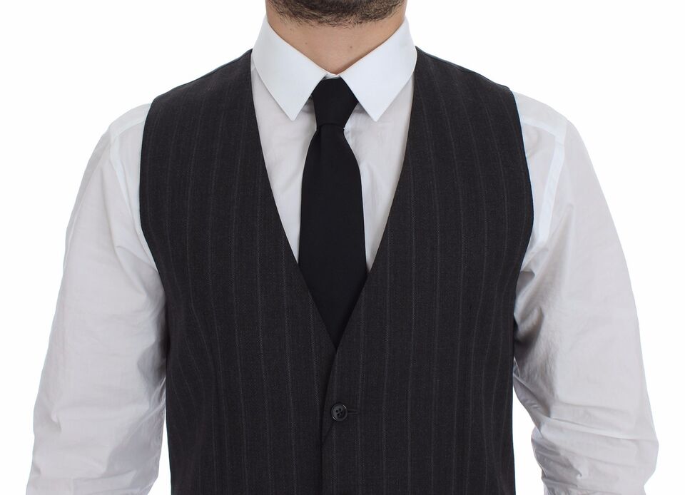 Dolce & Gabbana Elegante gestreifte graue Weste