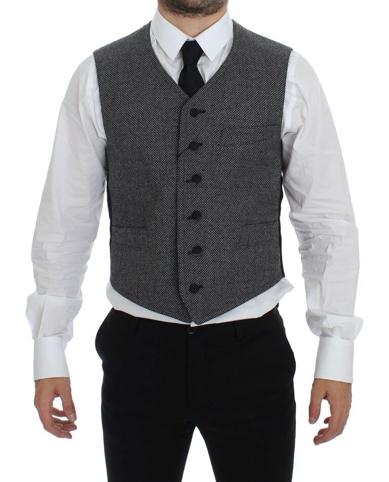 Vestă elegantă Dolce & Gabbana cu un singur rând de nasturi gri