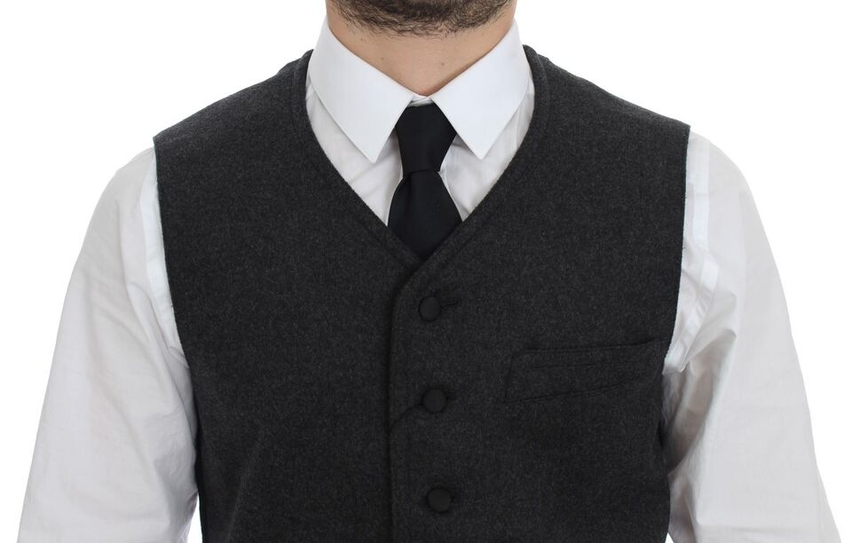 Dolce & Gabbana Elegante Weste aus grauer Wollmischung