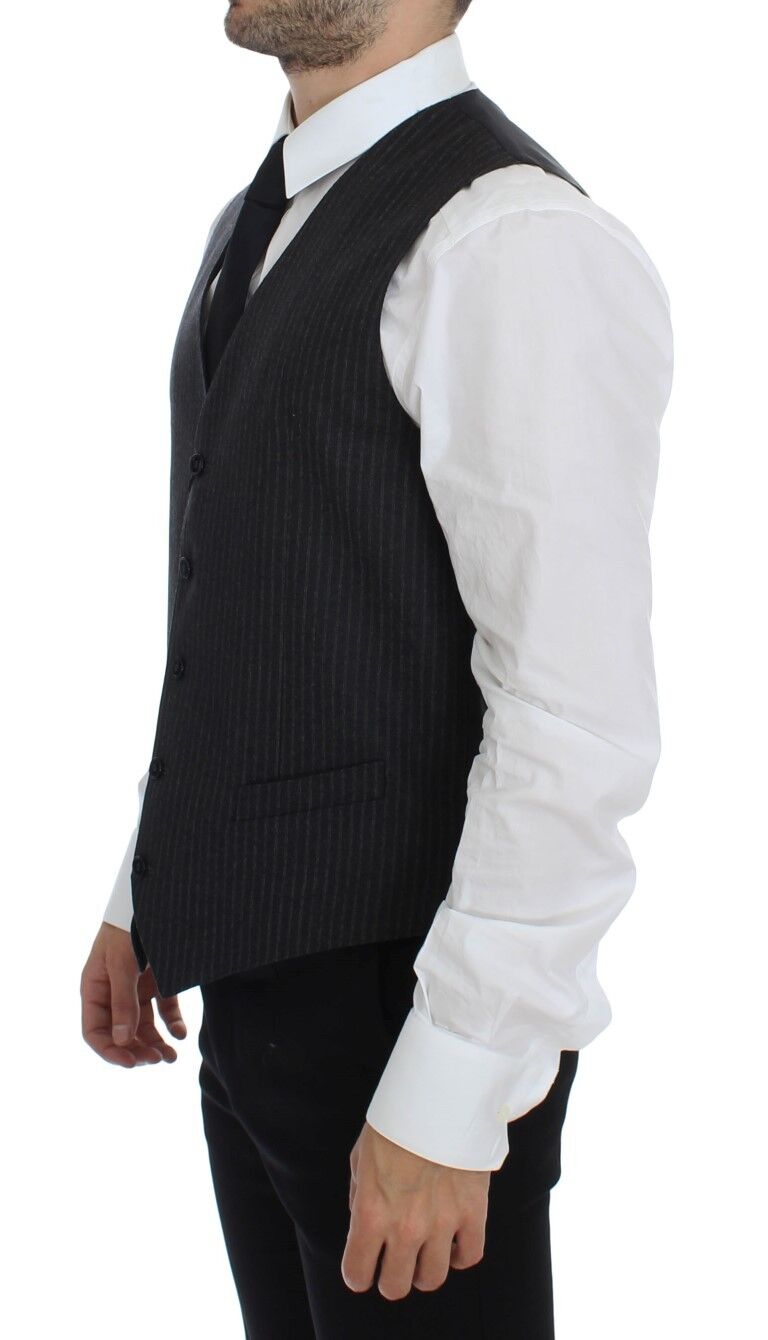 Dolce & Gabbana Elegante grau gestreifte Wollweste