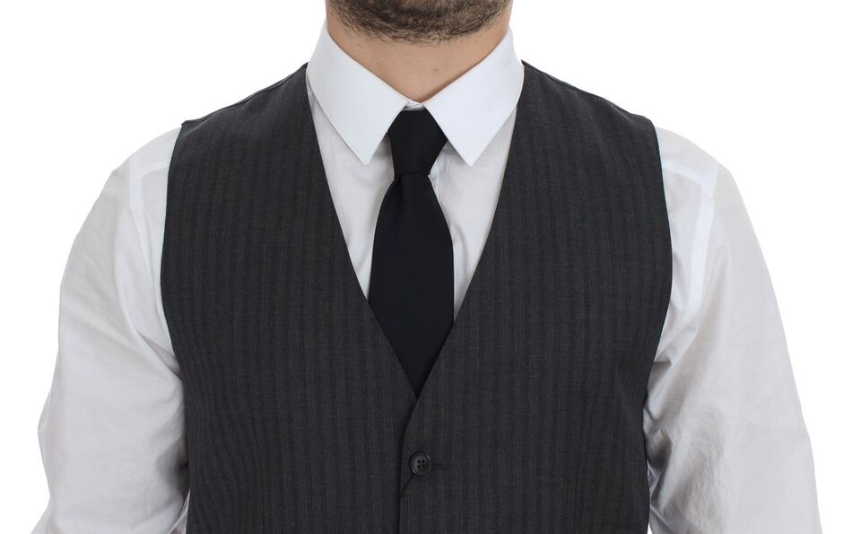 Dolce & Gabbana Elegante grau gestreifte Wollweste
