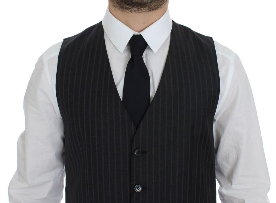 Dolce & Gabbana Elegante grau gestreifte Wollweste