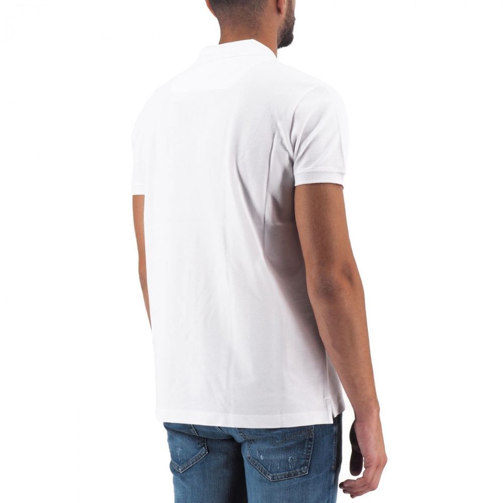 Tricou polo elegant Diesel din bumbac alb cu logo contrastant