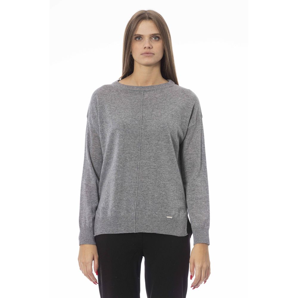 Baldinini Trend Grauer Wollpullover für Damen