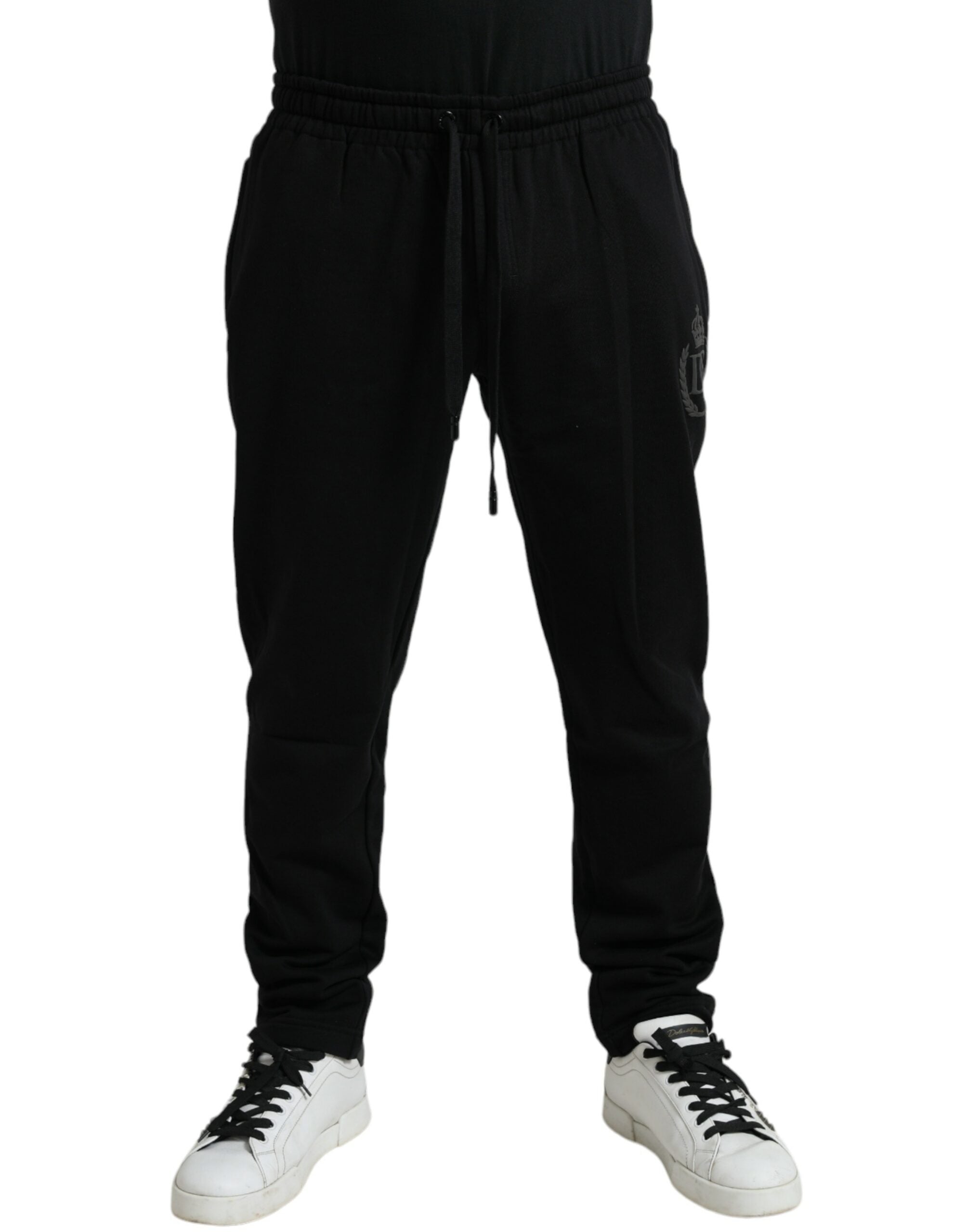 Pantaloni jogger eleganți negri din bumbac Dolce & Gabbana
